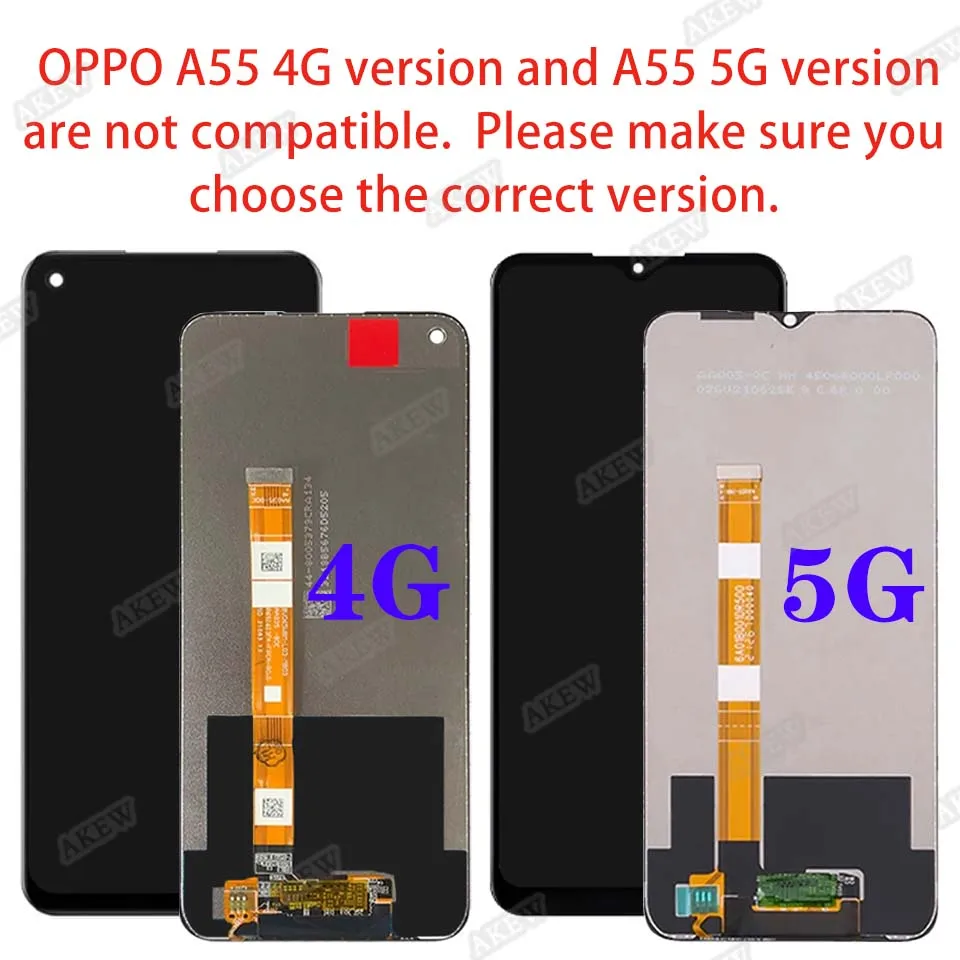 AKEW For Oppo A55 5G PEMM00 LCD Display For OPPO A55 4G CPH2325 Touch Screen PEMM20 PEMT00 PEMT20 Digitizer Assembly Replacement