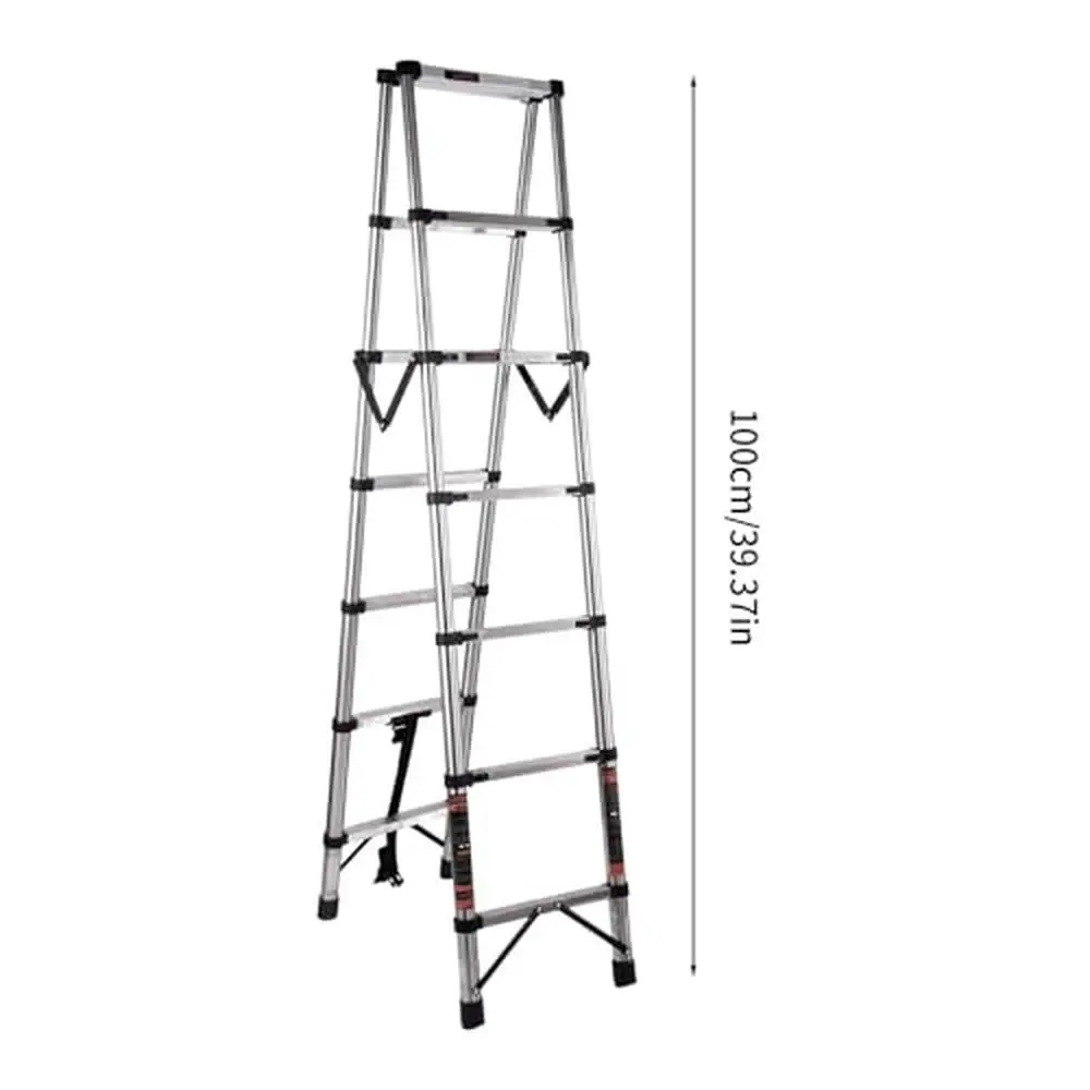 Telescopic Ladder 4.5ft Lightweight Aluminum A-Frame Folding Ladder Heavy Duty 330lbs Capacity Stabilizer Antislip Tool Tray