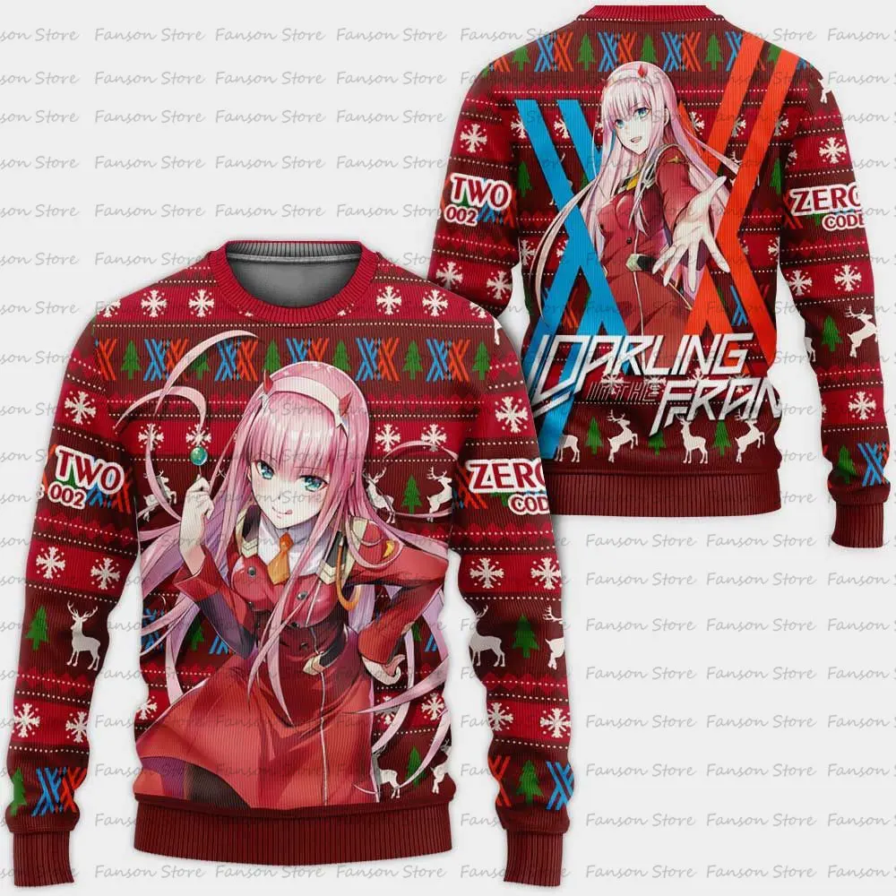 Darling in the Franxx Zero Two Ugly Christmas Sweater 2024 New Fashion Men Pullover Tops Cartoon Anime Women Hoodie Sweatshirt