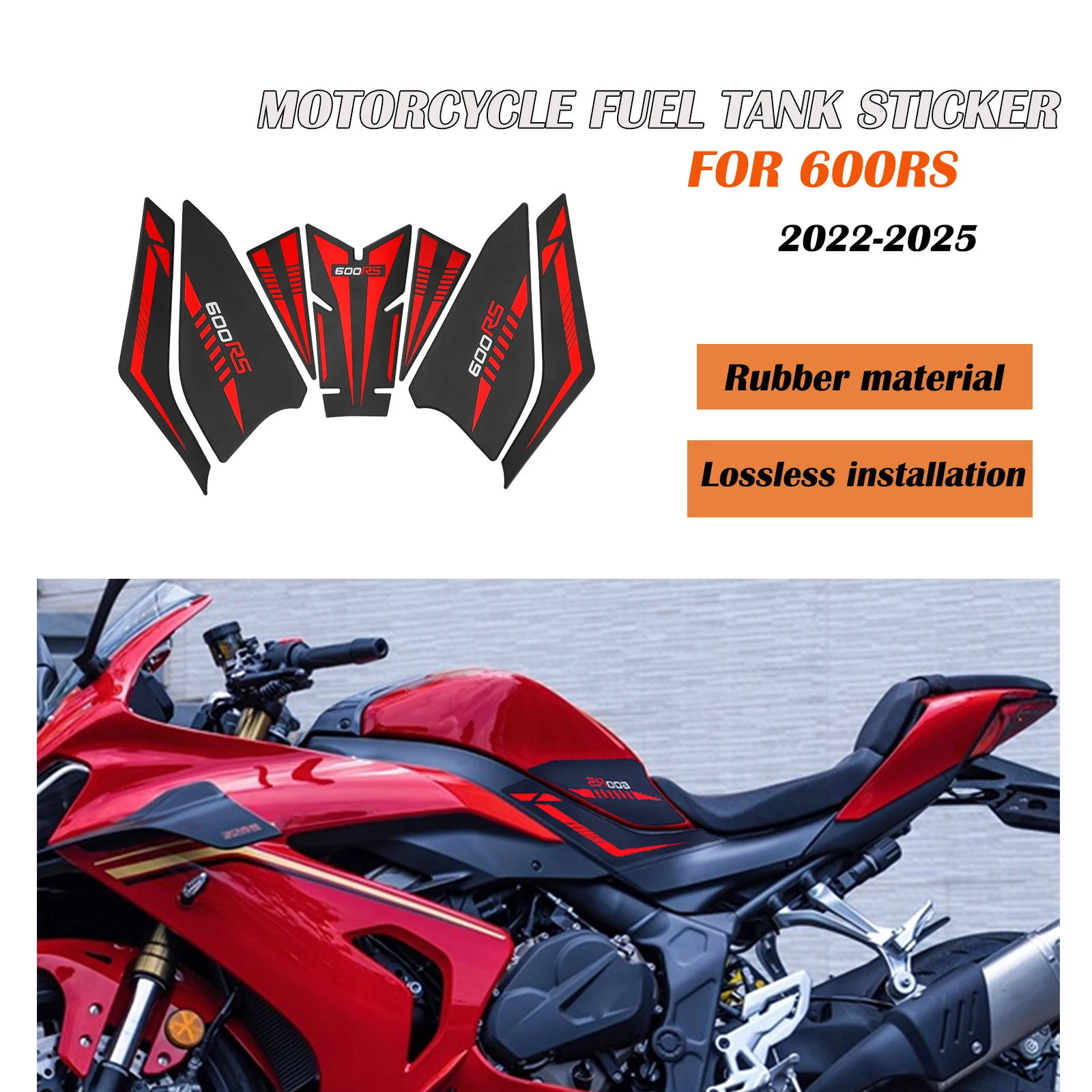 

Мотоциклетная противоскользящая накладка на топливный бак, ручка, боковая защита топливного бака, тяговая накладка топливного бака для QJMOTOR 600RS 2022 2023 2024 2025