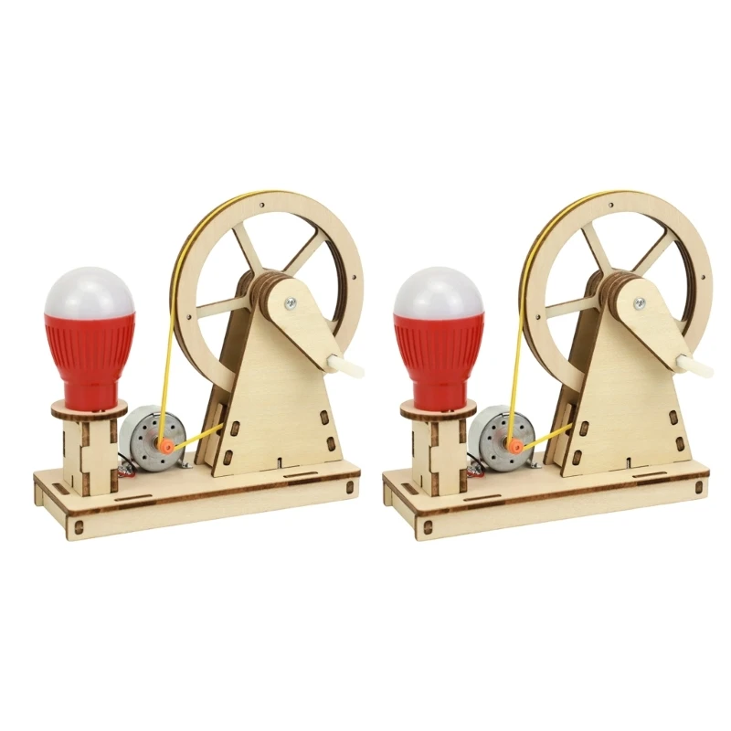 Hand Crank Generator Science Kits, Wooden DIY Build Model Energy Conversion Learning Toy for Classroom Demonstration and