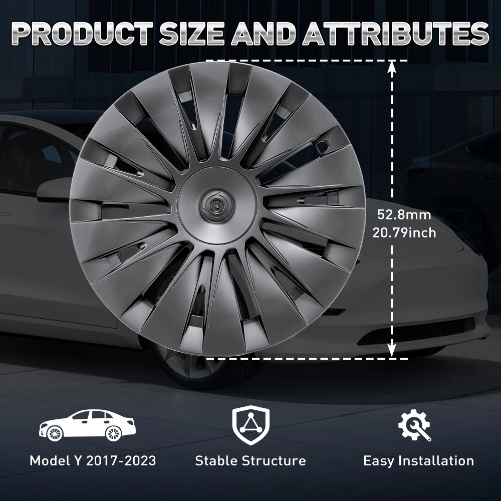 4PCS Wheel Cap 19 Inch Automobile Hubcap for Tesla Model Y 2018-2023 Hub Cap Performance Replacement for Tesla Model Y 2018-2023