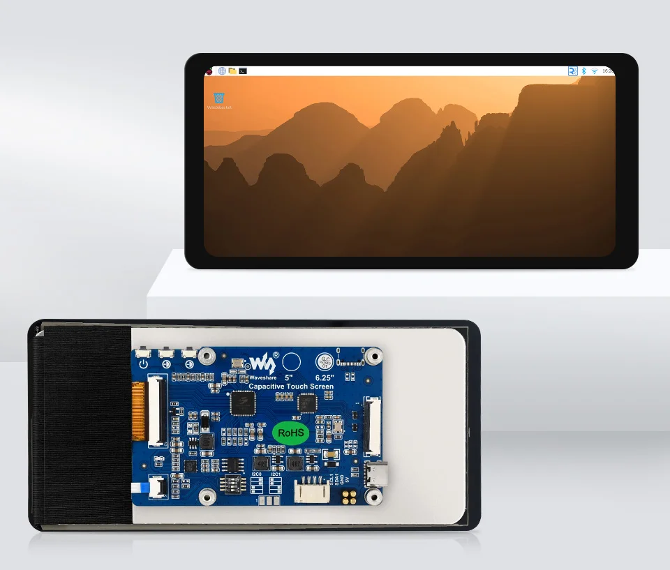 6.25inch DSI capacitive touch display, front and back view