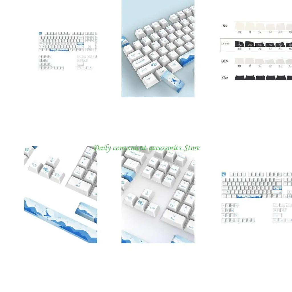 

97QB 108 Keys Dolphin Game Keycaps PBT 5 Sides Dye Sublimation Keycap Cherry Profile