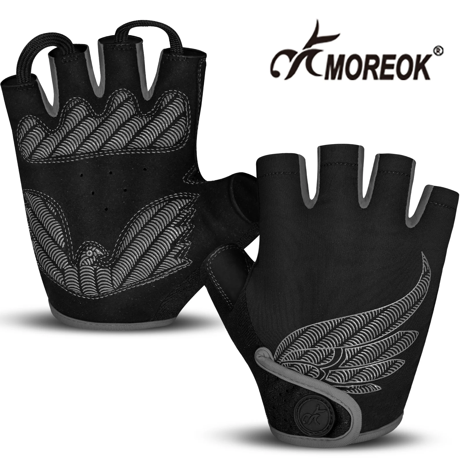 MOREOK Men Cycling Gloves Half Finger Biking Gloves Road Bicycle Gloves Gel Pad Shock-Absorbing Anti-Slip Breathable MTB Gloves