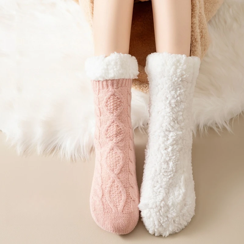 

Утолщенные зимние тканые термокашемировые носки, носки-тапочки, женские домашние коверы, бархатные носки для сна, тапочки, чехлы для ног, Wa