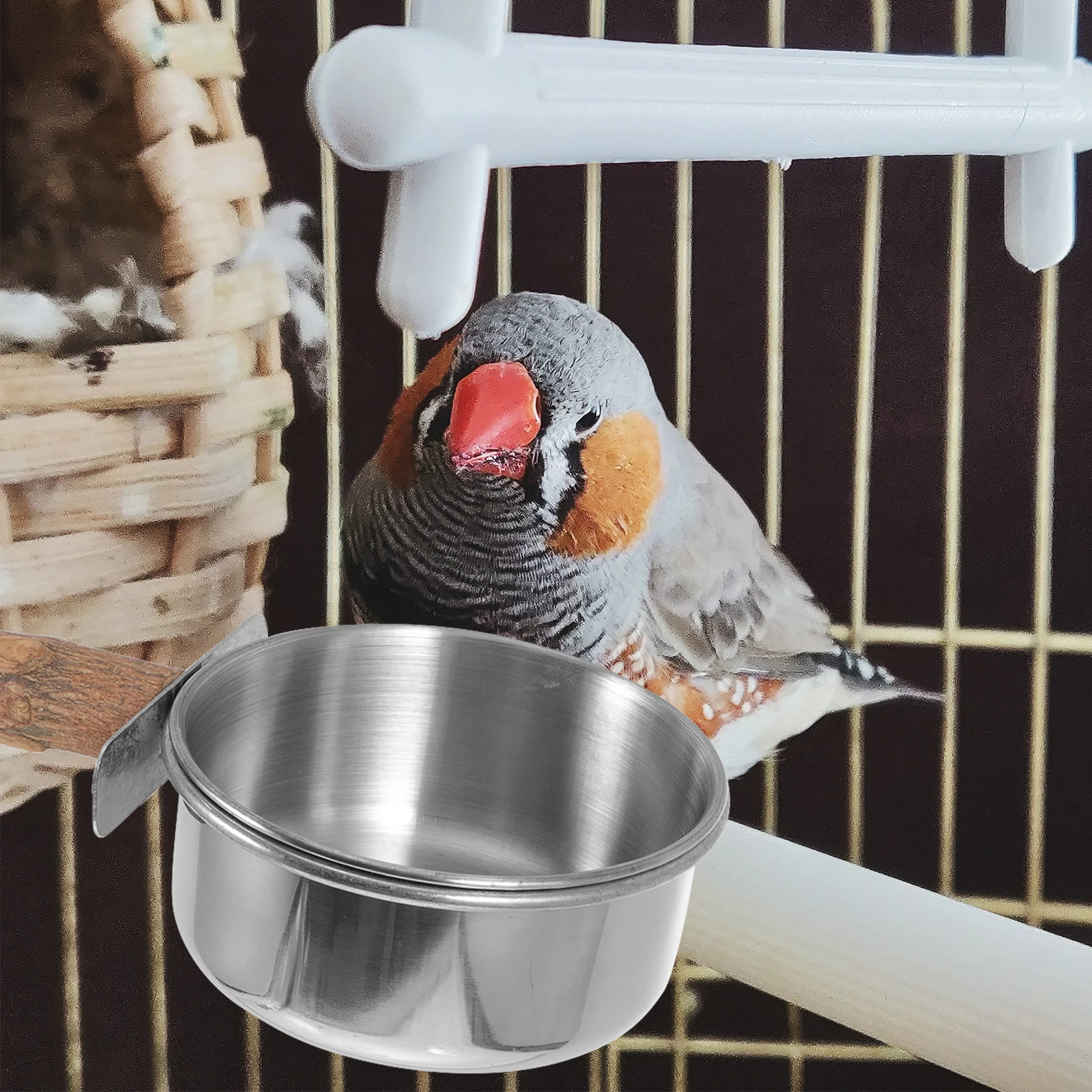 

Wooden Parrot Climbing St Bird Feeding Dish Bowls Stainless Steel Toy Rack for Parrots Pet Feeder Enjoy Pleasure Relaxing
