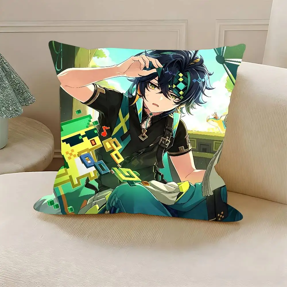 G-Genshin Impact K-Kinich Polyester Printed Pillow Cover Square 30 35 40 45 50 55 cm Soft for Sofa Bed Car Home Decor