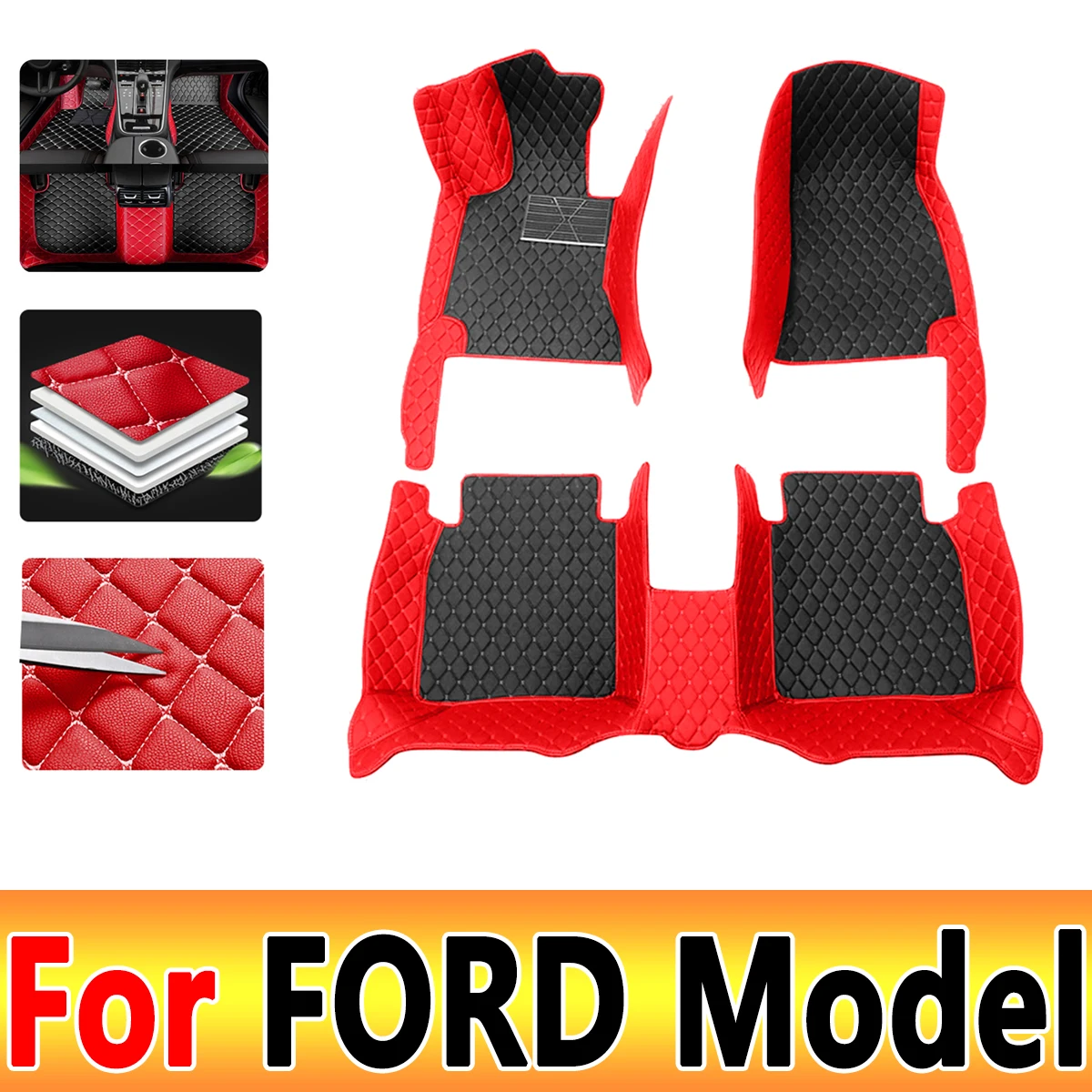 Car Mats Floor For FORD GT500 Shelby Territory Ranger Galaxy Kuga Escort Bronco Sport Transit Connect Car Accessories