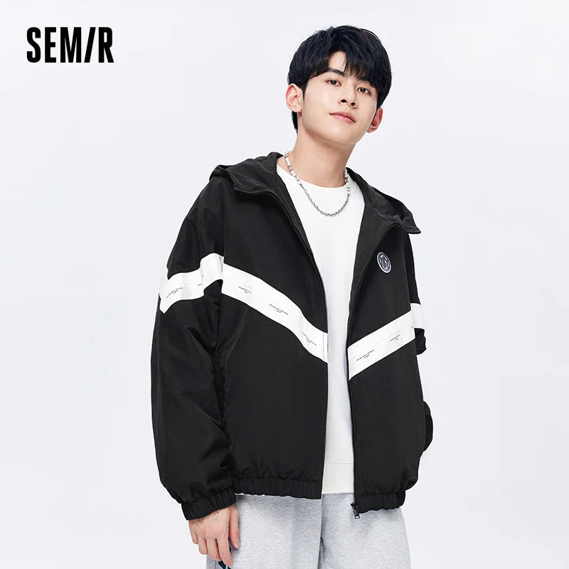 

Semir Men Jacket Autumn New Oversize Fashion Contrast Color Sports Jacket Vitality Commuter Hooded Trendy Jacket for Men