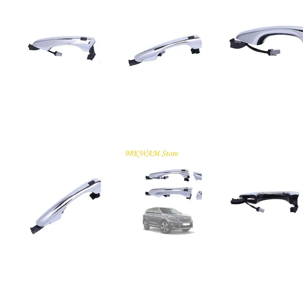 82651‑C5010 Exterior Front Left Door Handle Assembly, Direct Replacement, Silver‑Tone Finish, with Separate Trim Cover &