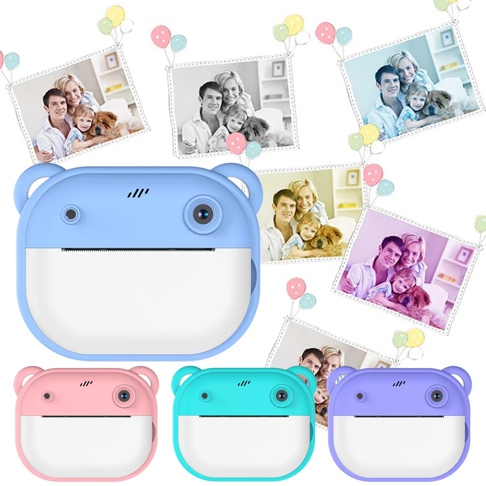 

Kids Mini Instant Print Camera with 2 Rolls Print Paper Digital Photo Camera Gift for Birthday/Holiday for Girls Boys Aged 3-12