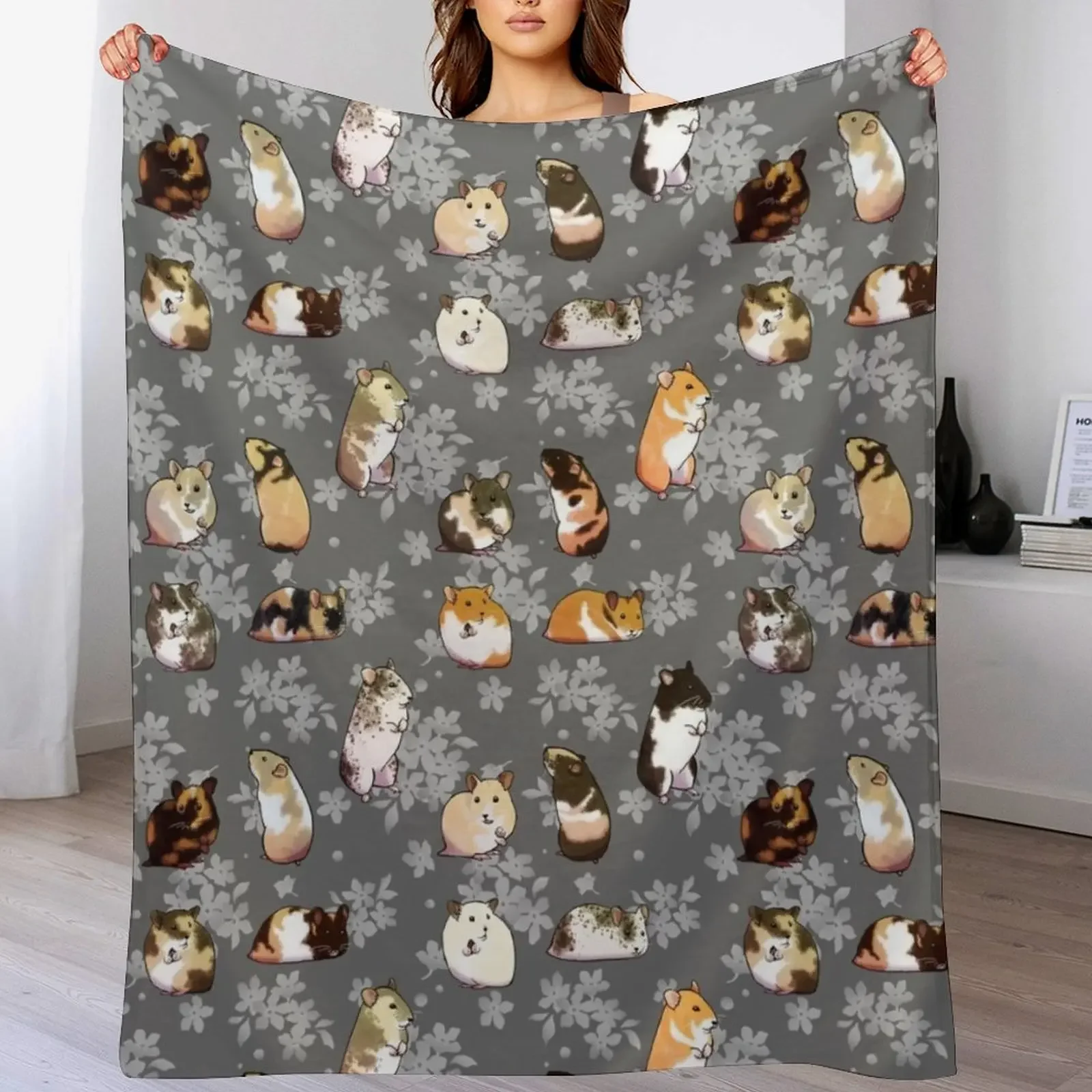 Spring hamsters Throw Blanket Foldable Soft Warm Blanket for Outdoor Use