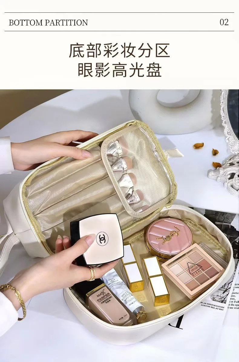 Doppels ch ichten schwarze Mesh Kosmetik tasche Reise tragbare große Kapazität Make-up Fall Organizer Aufbewahrung beutel Reiß verschluss Kultur beutel – Detail 23
