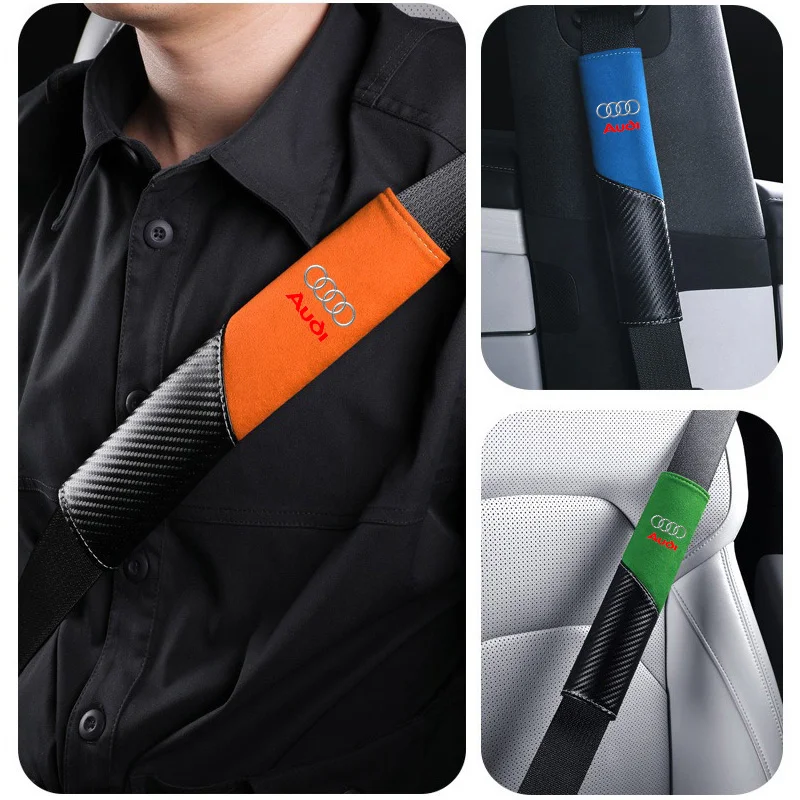 2pc Leather Car Seat Belt Shoulder Cover Safety Protective Pad For Audi A1 A2 A3 A4 A5 A6 A7 A8 Q2 Q3 Q4 Q5 Q7 Q8TT RS3 RS S3 S4 view 2