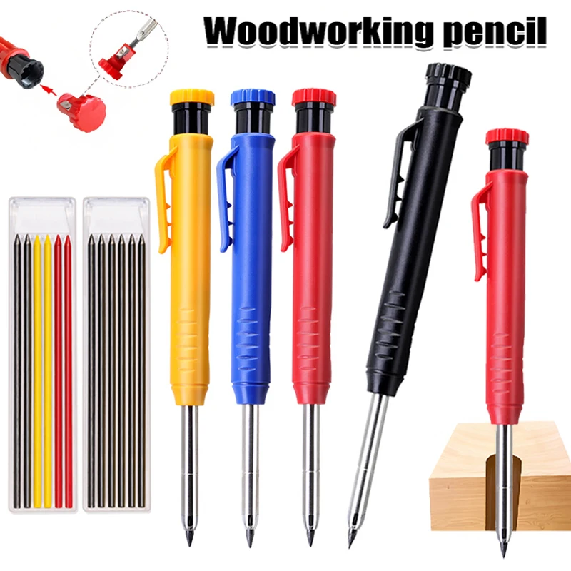 

Набор механических деревообрабатывающих карандашей с длинной головкой, плотницкий карандаш с глубокими отверстиями 2,8 мм для архитектора, инструмент для рисования и письма