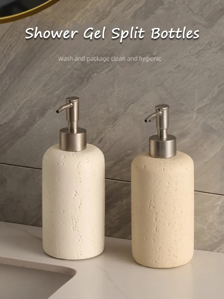 【Travertine Soap Dispenser】Luxury Bathroom Organizer | Stone Foam Pump Bottle for Hotel/Shampoo/Lotion (Gift Ready)