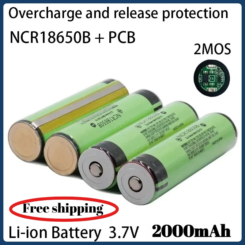 

100% For NCR18650B 18650 2000mAh battery 3.7V Li-ion rechargeable battery PCB Protected，suitable for UAV, aircraft model, etc