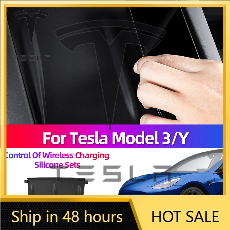 

Car Sticker For Tesla Model Y Model 3 2020-2026 Central Control Wireless Charging Silicone Pad Non-slip Modification Accessories