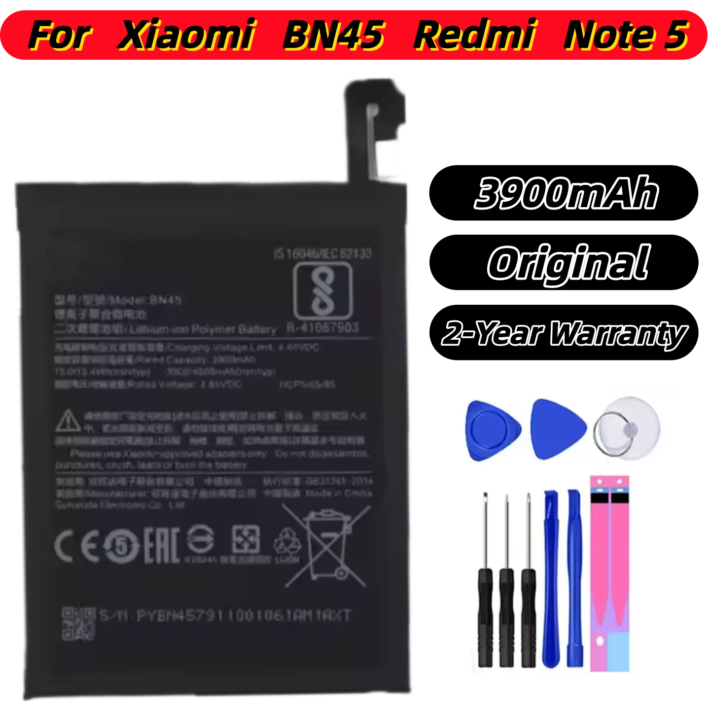 

Lithium battery 100% original factory battery BN45 suitable For Xiaomi Redmi Note 5 Note 5 3900mAh mobile phone battery
