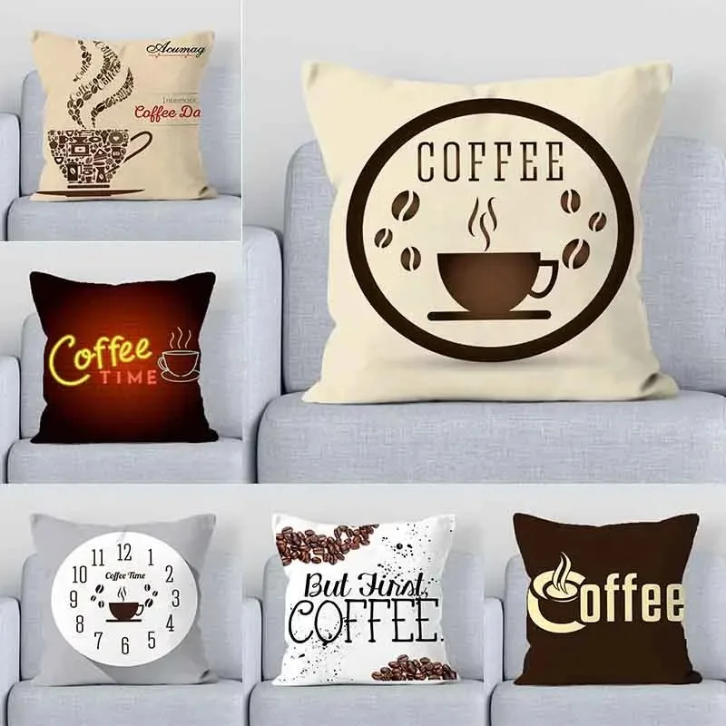 Luxury Home Decor Pillow Cover Living Room Sofa Cushion Cover Coffee Time Afternoon Tea Pattern Cushion Cover