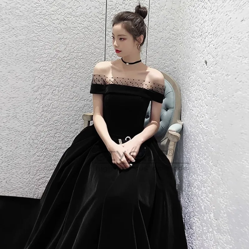 GIYSILE Abito da sera nero sexy moda personalizzato Top a tubo Banchetto lungo femminile Temperamento di fascia alta Tracolla sottile sul retro