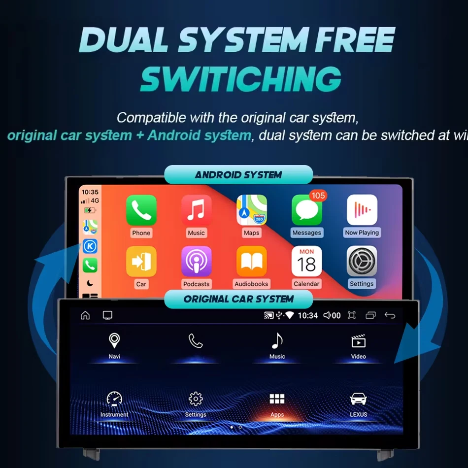 Android 14 Wireless Carplay For Lexus IS 2013-2025 Car Multimedia Player Auto Radio GPS Navigation view 5