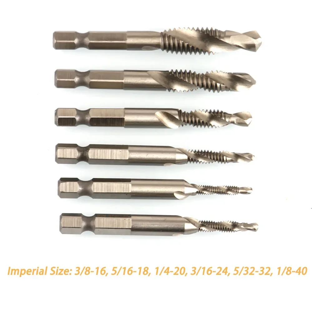 Drill Bit Hex Shank Imperial Size 6Pcs High Speed Steel