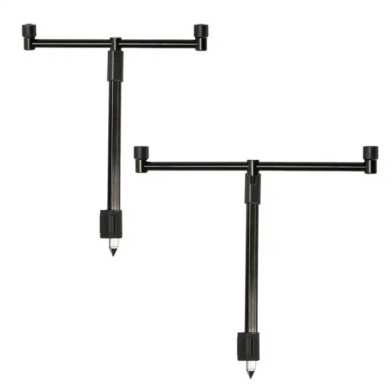 Fishing Rod Holder Stake Adjustable Fishing Pole Stand Zinc Alloy Ground Support For Sea And Gallery 2-Head Crossbar Design