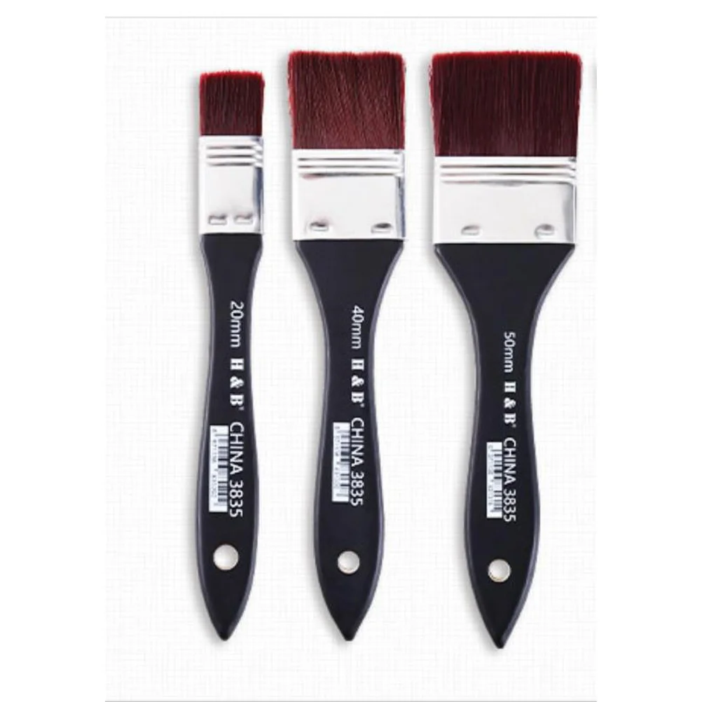 

3pcs Nylon Bristle Paint Brush Set Large Size Wooden Handle For Wall Desk Painting Drawing Cleaning Art Supplies Student Artist