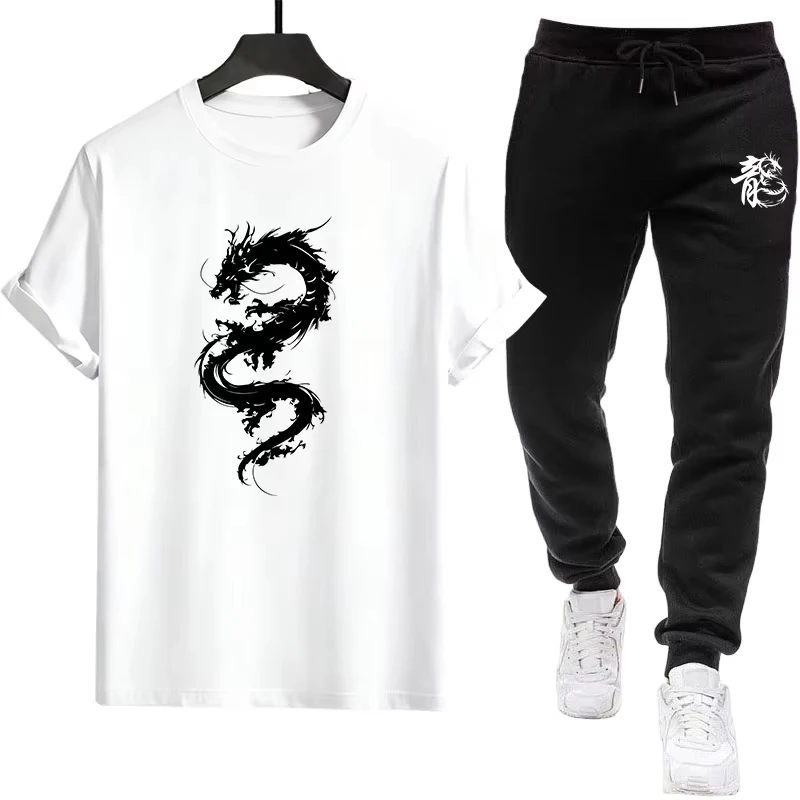 

Summer Single Piece Versatile Short-sleeved T-shirt and Sport Quality Pants Daily Men's Tracksuit Casual Outdoors Jogging Sports