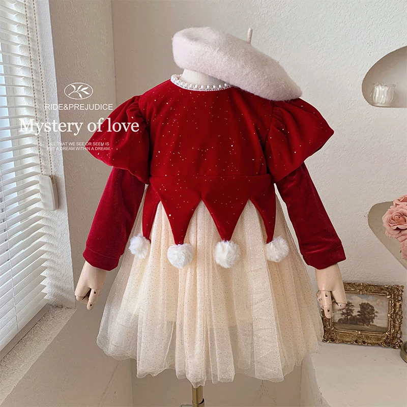 

Kids Cute Princess Pageant Red Dress for Girls Children Holiday Birthday Party Christmas Dresses Luxury Evening Gowns Short 2024