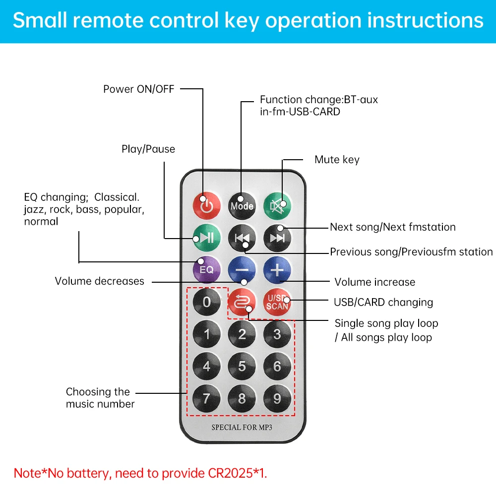 Dc 6-16V Mp3 Bt Decoding Board Audio Decoding Module Bluetooth 5.3 MP3/WMA/WAV/APE/FLAC FM Radio Module with Amplifier
