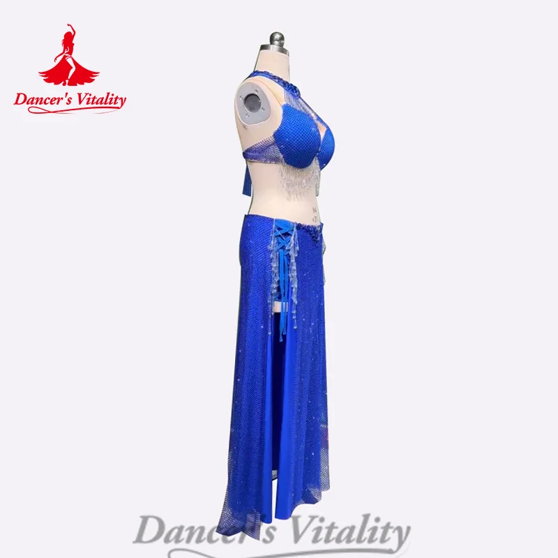 BellyDance Costume Set Customized Tassel Bra+Sequin Long Skirt 2pcs Women's Oriental Dance Professional Performance Clothing