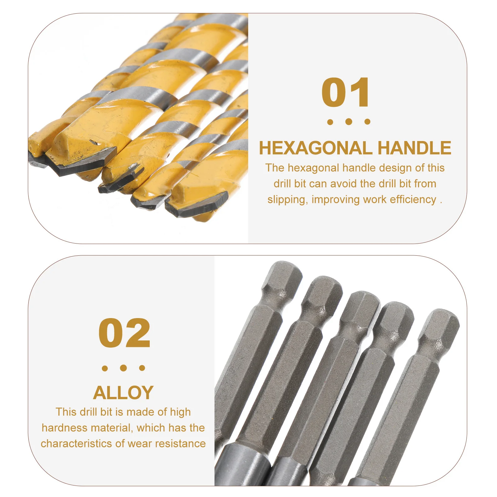 

1Set Hexagonal Handle Design Square Drill Bit Assortment for Various Materials Long Lasting Wear Resistant Square Drill Bit