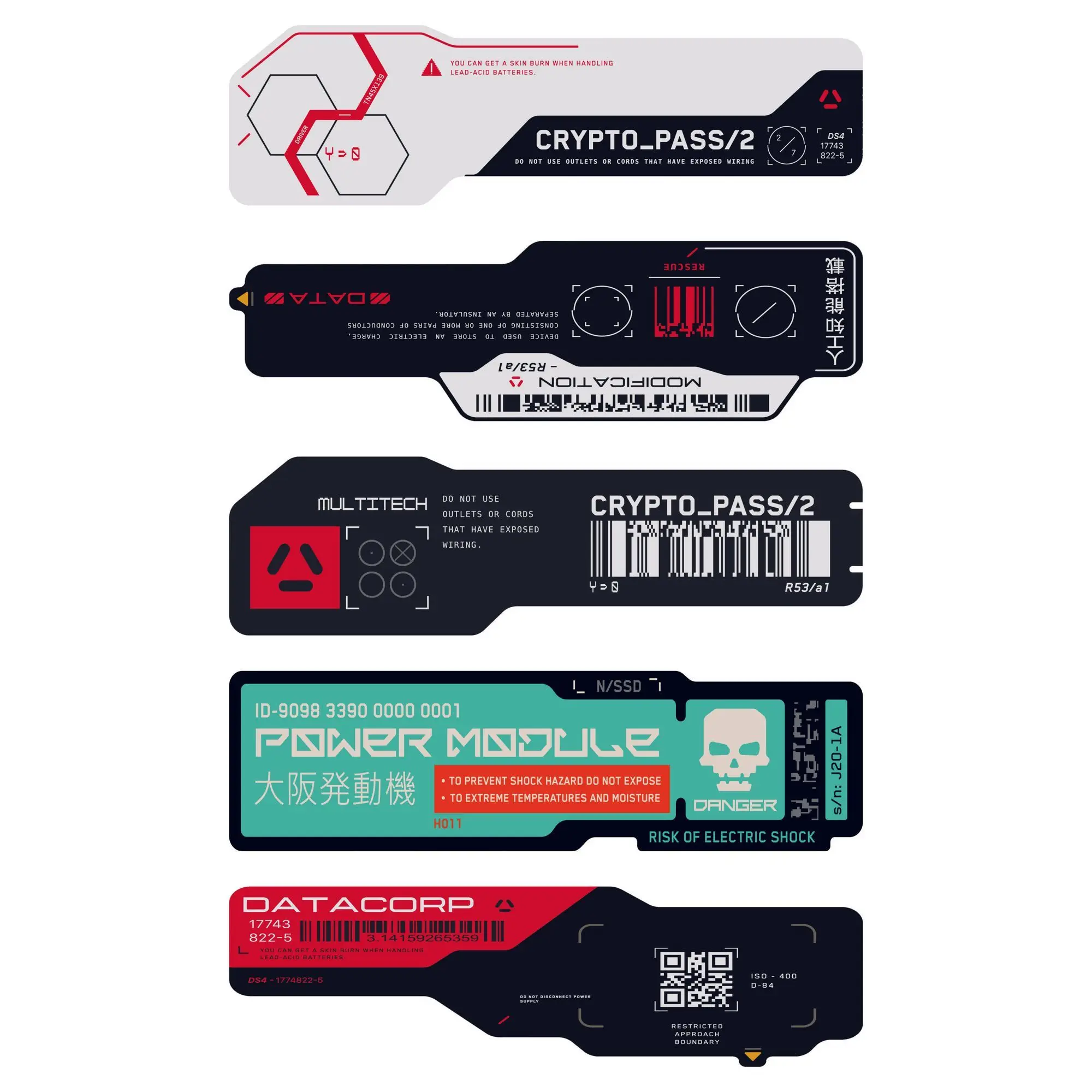 Cyberpunk Tech Style Waterproof QR Code Vinyl Decal Set, DIY Decor for Motorcycle Off‑Road Car Window Luggage Ornament