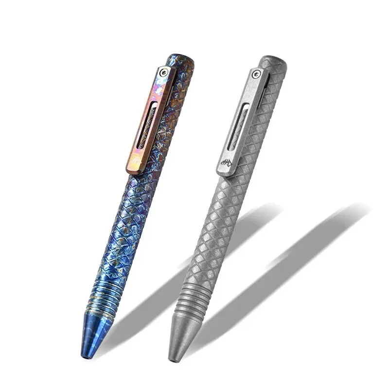 FEGVE Titanium Alloy Practical Pocket Ball Pen Portable Signature Pen w/ 5 G2 Refills