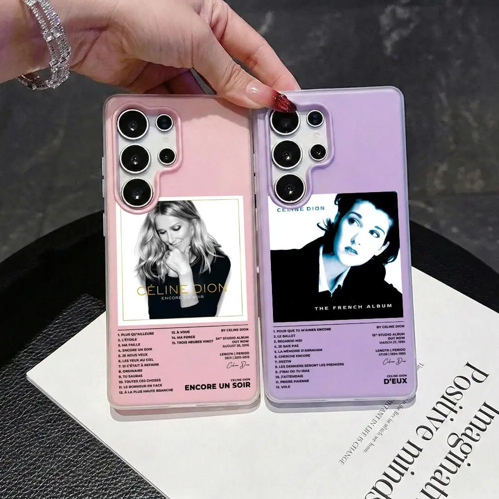 Singer C-Celine D-Dion Phone Case 2-in-1 Detachable Clear Case for Samsung S26-S22 Multi-Color Card Holder Soft TPU