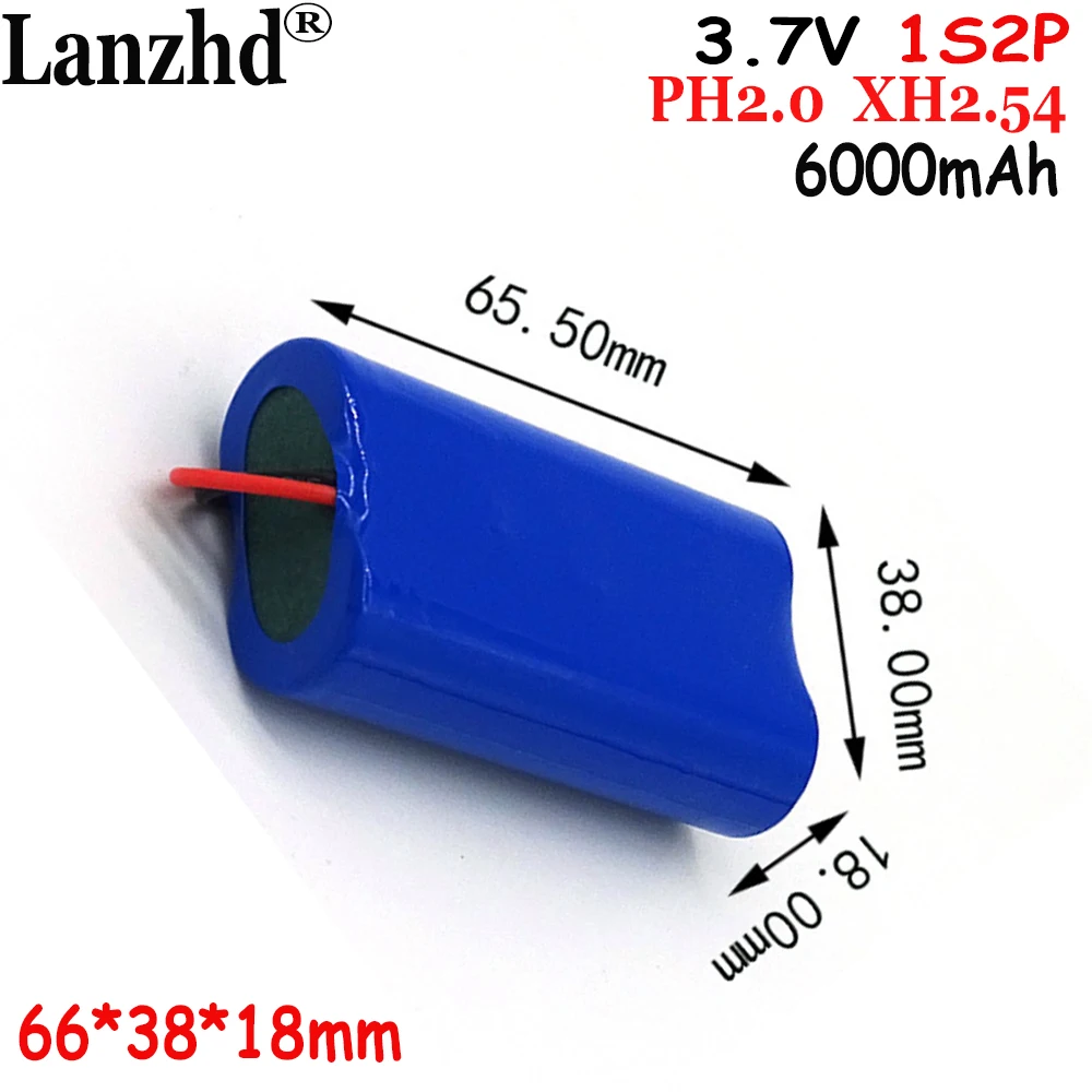 

18650 lithium 3.7V battery pack 1S2P 6000mAh For electric toy speaker LED fill light intelligent mobile monitor battery