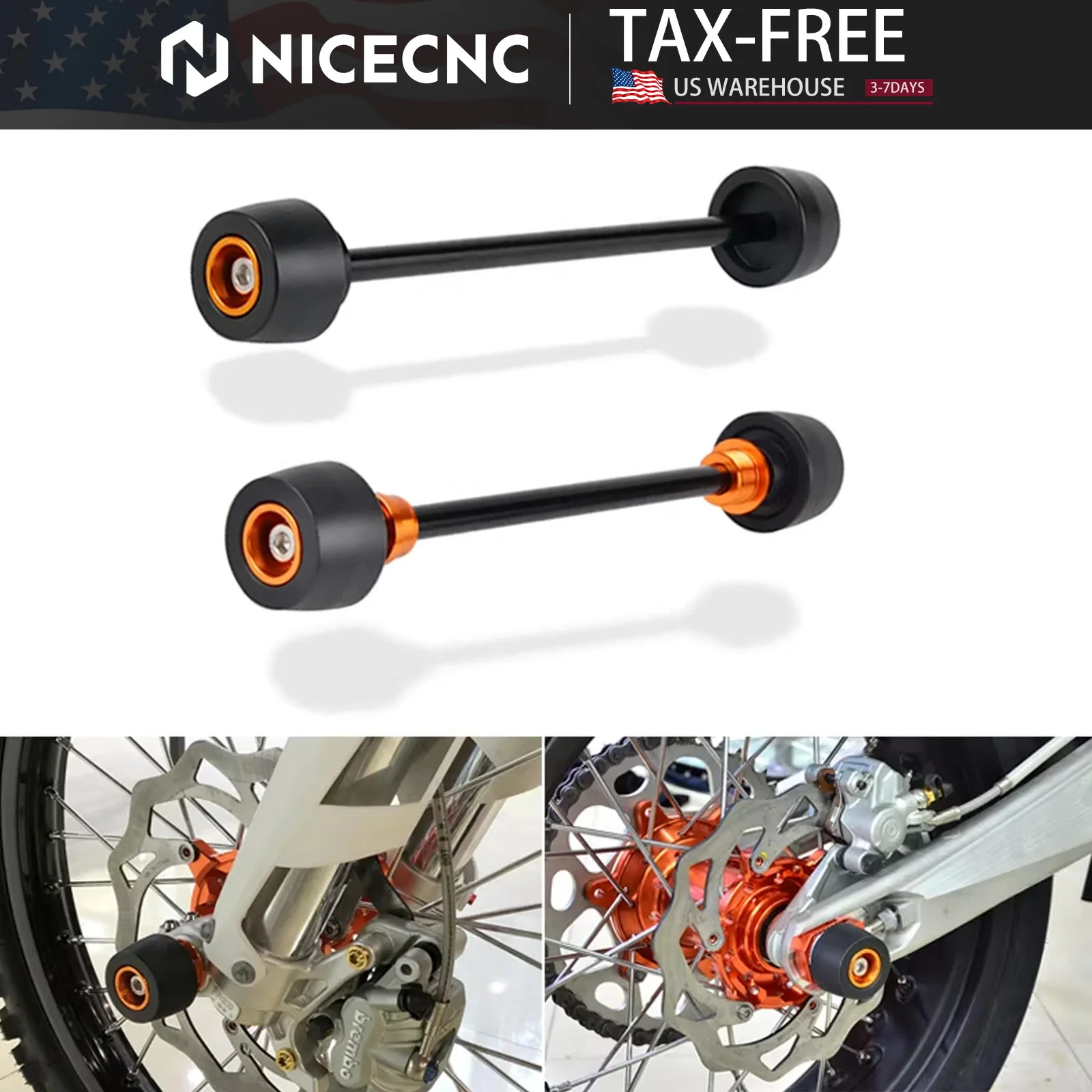 

NICECNC для KTM EXC 300-2023 20 мм/22 мм, слайдер оси переднего и заднего колеса, защита от столкновений для KTM EXC-F 350 SX 125 SXF 450 XC-W XCF-W