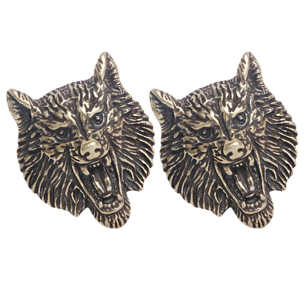 2Pcs Luggage Suitcase Rivets Vintage Wolf Head Concho Buttons Chic Brass Craft