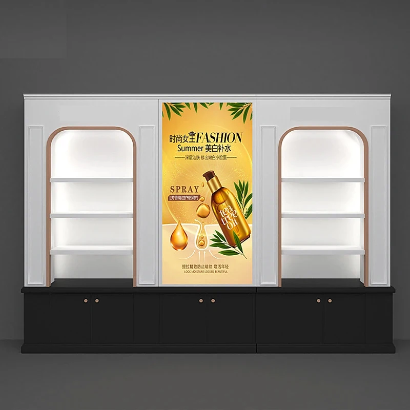 custom.Customized European Painted Cosmetic Display Cabinets Luxury Bags and Accessories Live Streaming Storefront Solutions