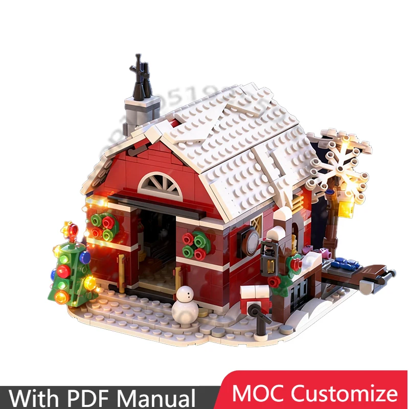

691 PCS Construction Santa's Workshop 40565 Complete MOC Customize Modular Building Block Model Simple DIY Toy Christmas Gift