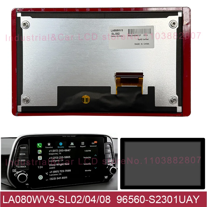 

For Hyundai-Santa FE 2019-2020 Car Navigation LCD LA080WV9-SL02 LA080WV9-SL08 SL06 SL04 96560-S2301UAY 96560S2301UAY 96160G5770