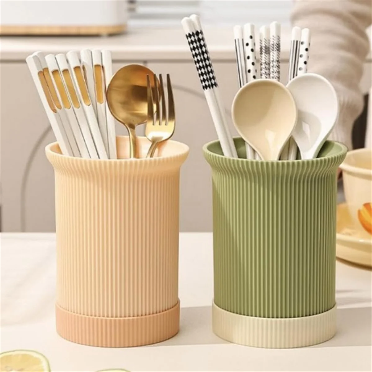 

live-Flatware Rack for Countertop, Utensil Holder Crock for Kitchen Counter, Cutlery Silverware Rack Storage