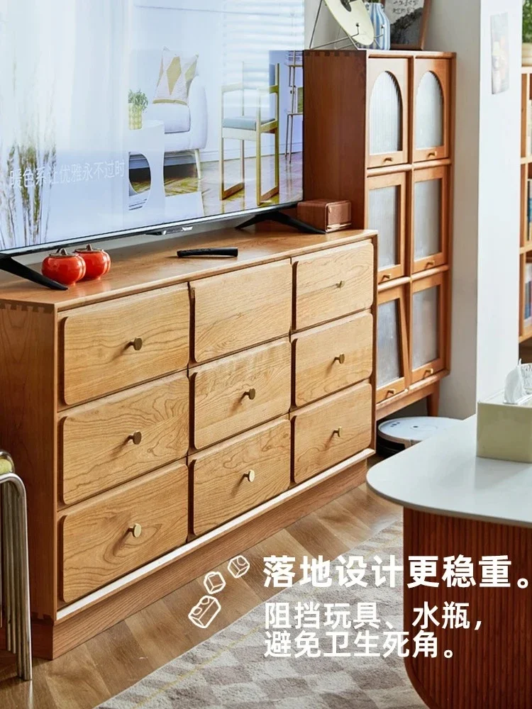 خزانة من الخشب الصلب ذات درج خزانة غرفة النوم على الطراز الياباني خزانة تخزين غرفة المعيشة الصغيرة #2