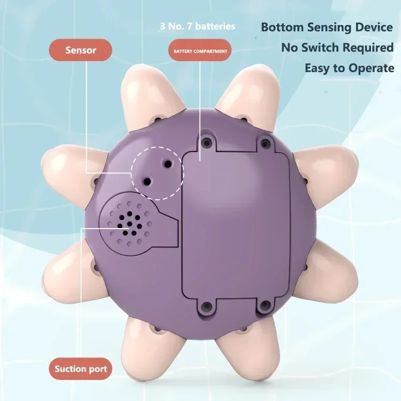 목욕 장난감 전기 문어 자동 스프링클러 욕조 수영장 음악 LED 조명 포함 어린이 선물용
