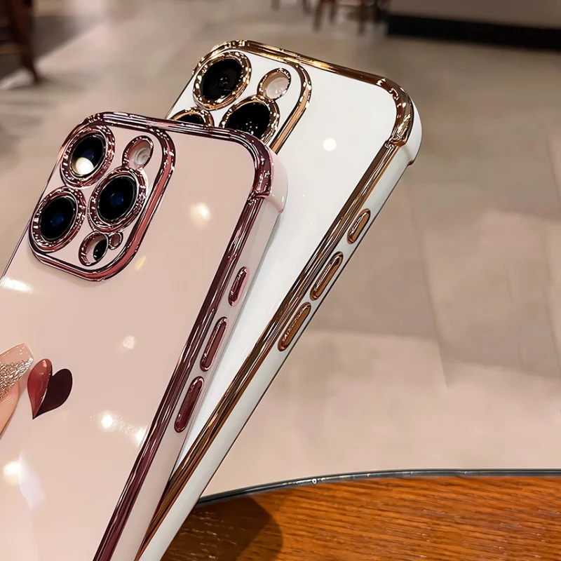 Plating Heart Laser Aurora Matte Hülle für iPhone 18 17 12 13 14 15 16 Pro Max Plus Kameraschutz Silikon Stoßfeste Abdeckung – Detail 6