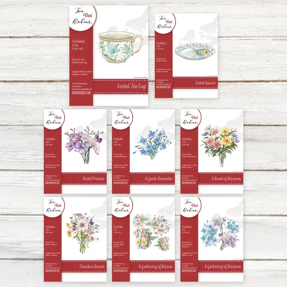 Gathering Blooms Reminder Flowers  Nested Tea Cup Metal Cutting Dies Stamps Scrapbooking Stencil Photo Album Card DIY Paper