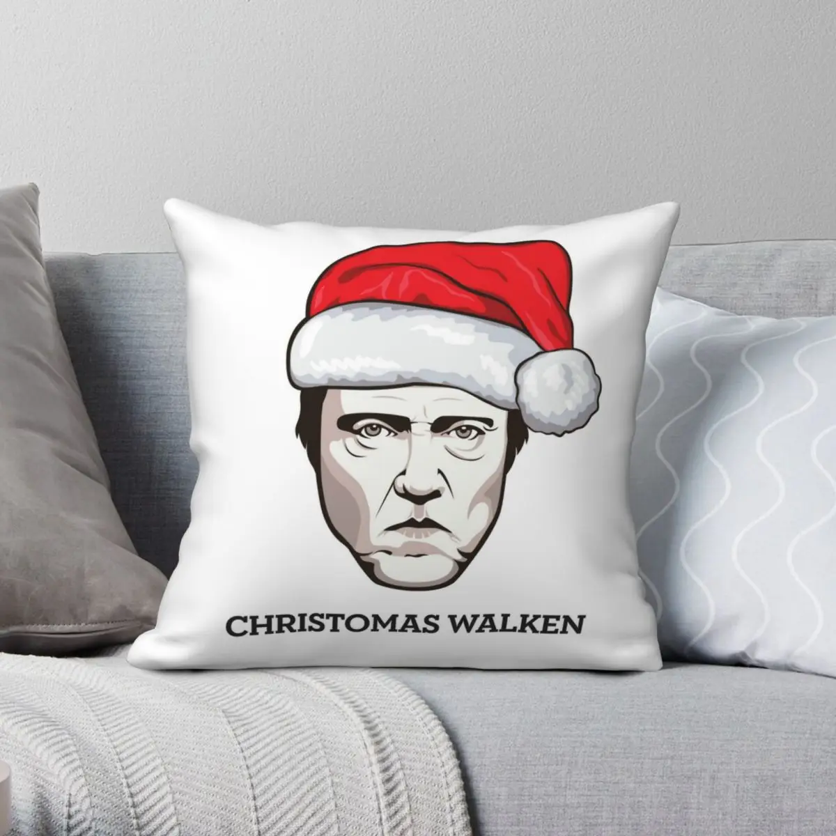 Christomas Walken Square Pillowcase Polyester Linen Velvet Printed Zip Decorative Car Cushion Cover